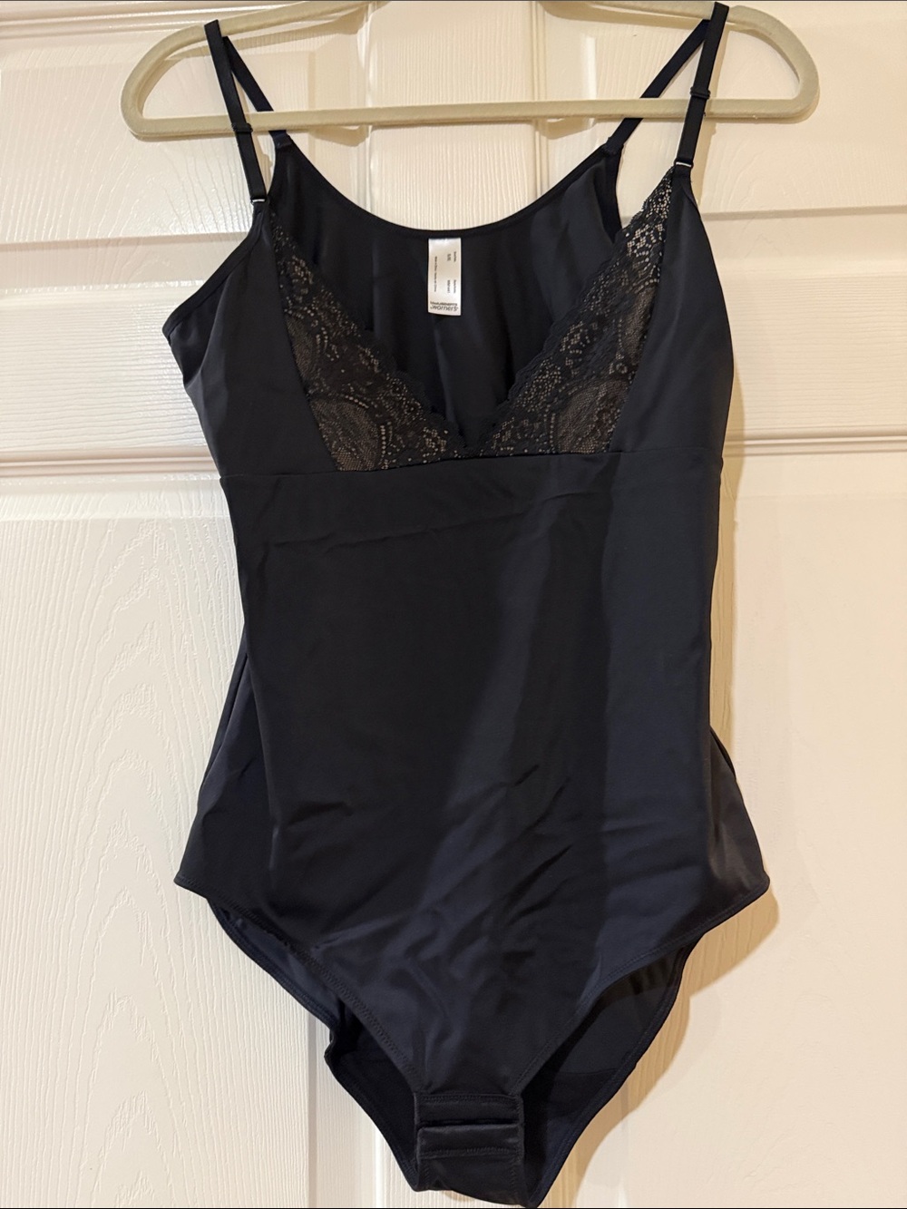 Warner's Black Lace Trim Shapewear Bodysuit